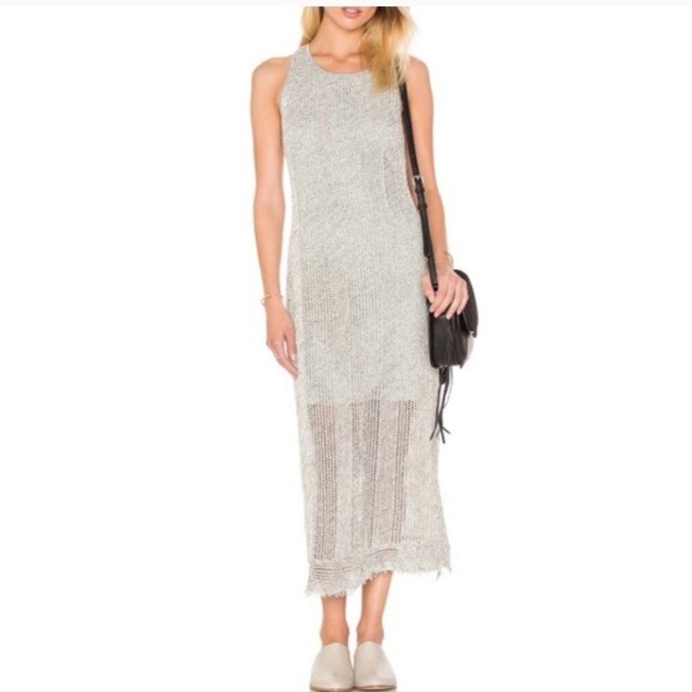 Revolve Feel The Piece Terre Jacobs Grey Crochet Knit Dress